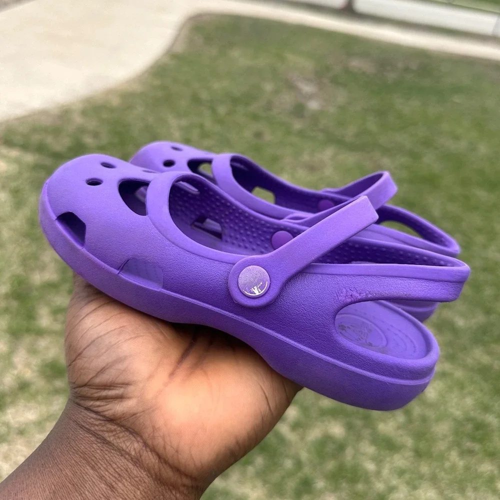 Crocs‎ Shayna Mary Jane Slingback Sandals Toddler Size 12 Purple Shoes